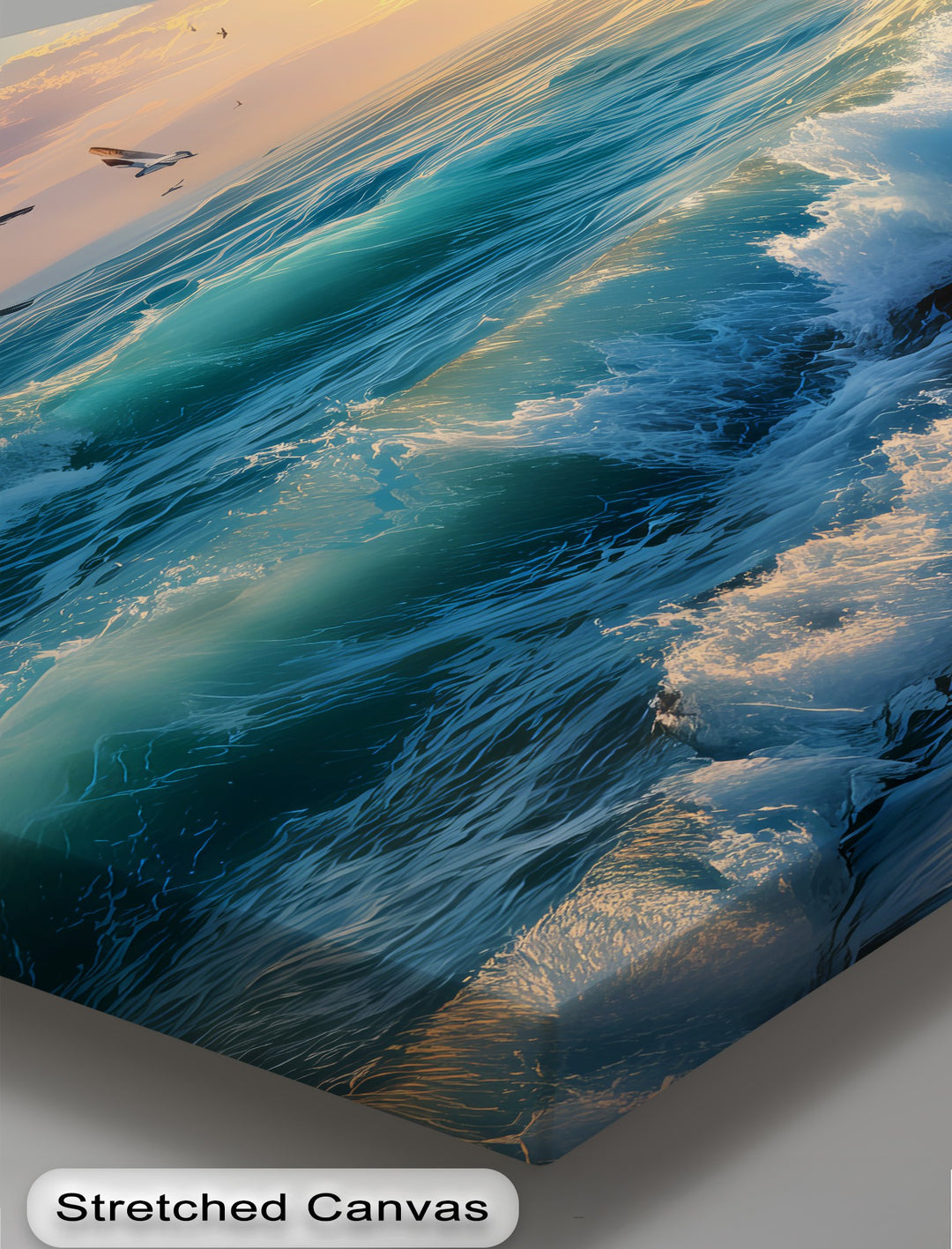 Seagulls Over a Sunset Beach - Canvas Print