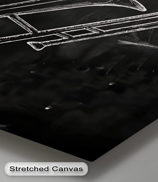 Trombone Chalk Sketch – Black and White Music Canvas Prints - MyPhotoStation