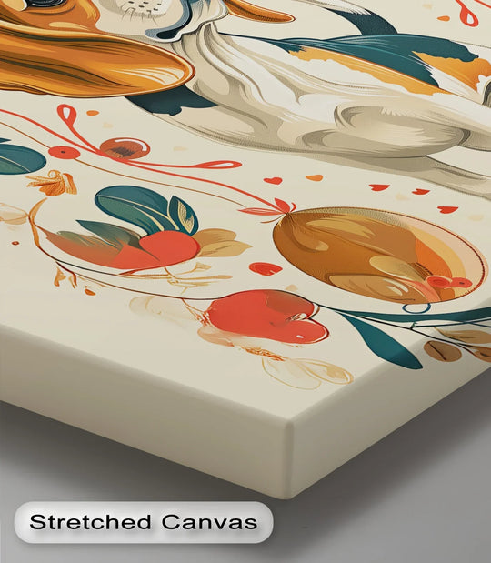 Decorative Dog Illustration with Floral Ornaments - Canvas Print - MyPhotoStation