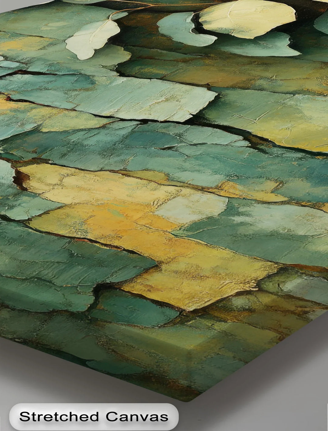 Cracked Earth Botanica – Textured Green Bark and Leaf Canvas Print - MyPhotoStation
