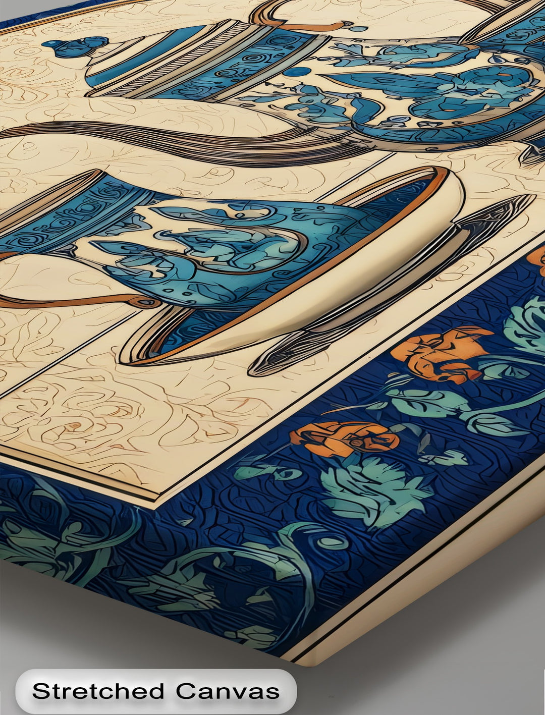 Ornate Blue Tea Set – Persian Canvas Print