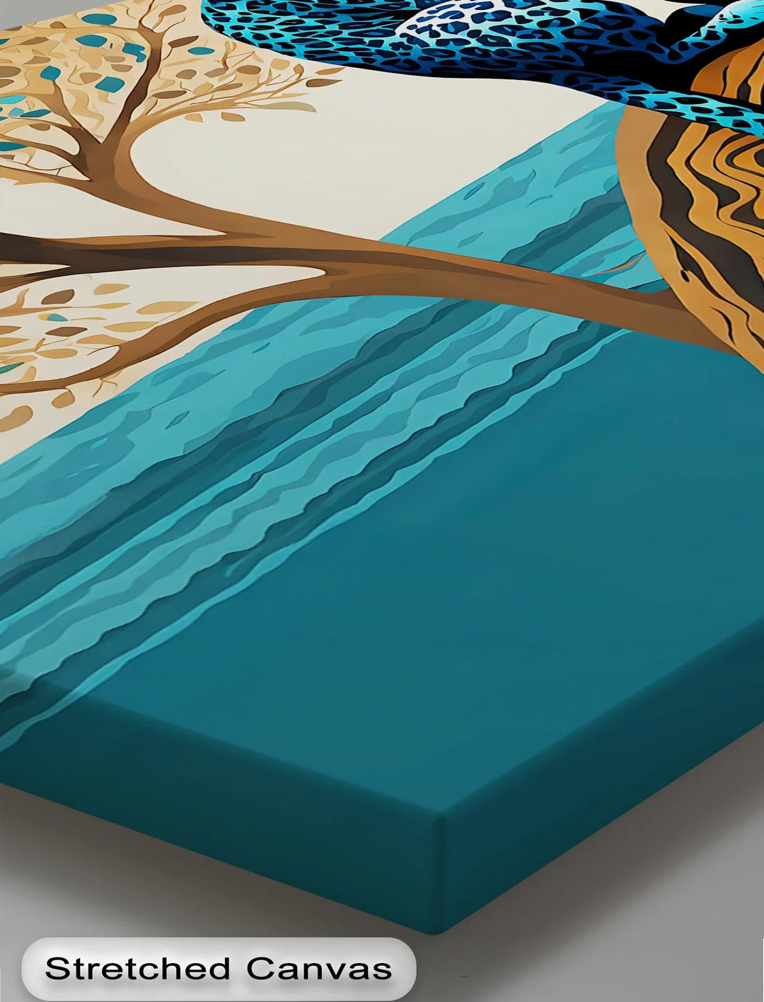Blue Leopard in Tranquil Tree – Modern Jungle Animal Canvas Print - MyPhotoStation