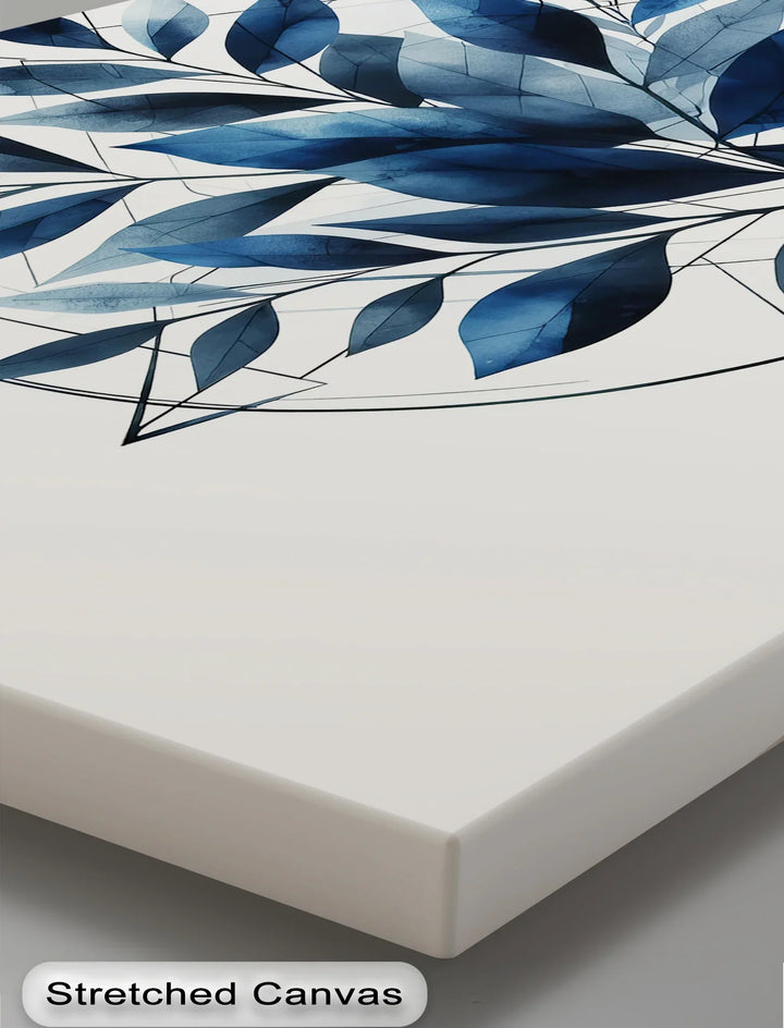 Geometric Botanical Harmony – Blue Leaf Canvas Print - MyPhotoStation