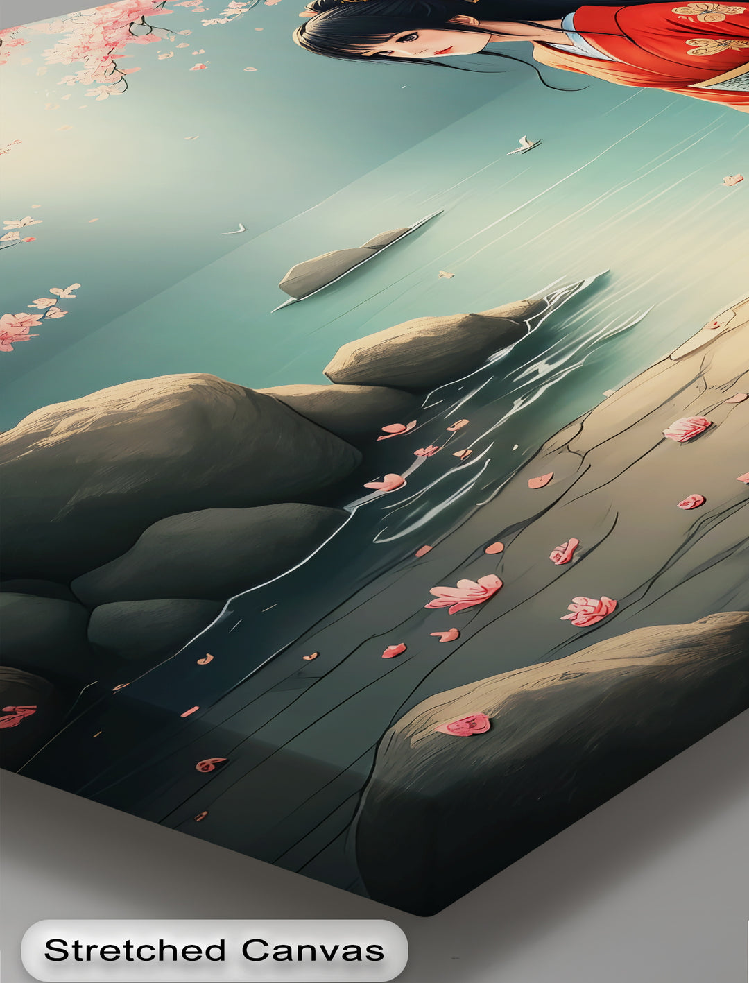 Cherry Blossom Serenity – Japanese Geisha Kimono Canvas Wall Art | Canvas Art