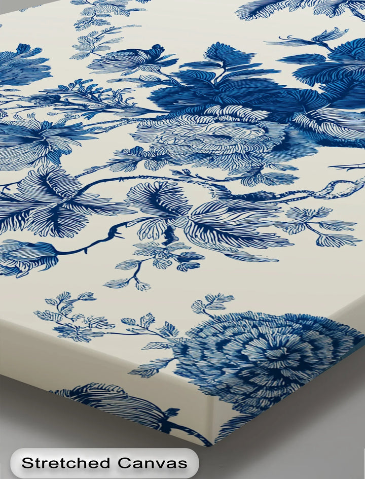 Vintage Indigo Blooms – Blue Floral Pattern Canvas Print - MyPhotoStation