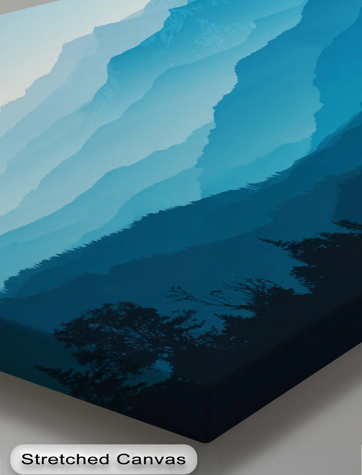 Tranquil Blue Horizons – Layered Mountain Landscape Canvas Print - MyPhotoStation