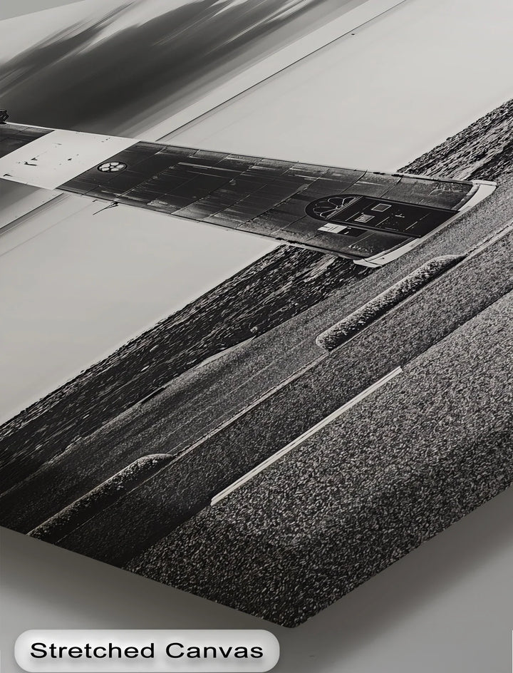 Solitary Beacon – Black and White Lighthouse Canvas Print - MyPhotoStation