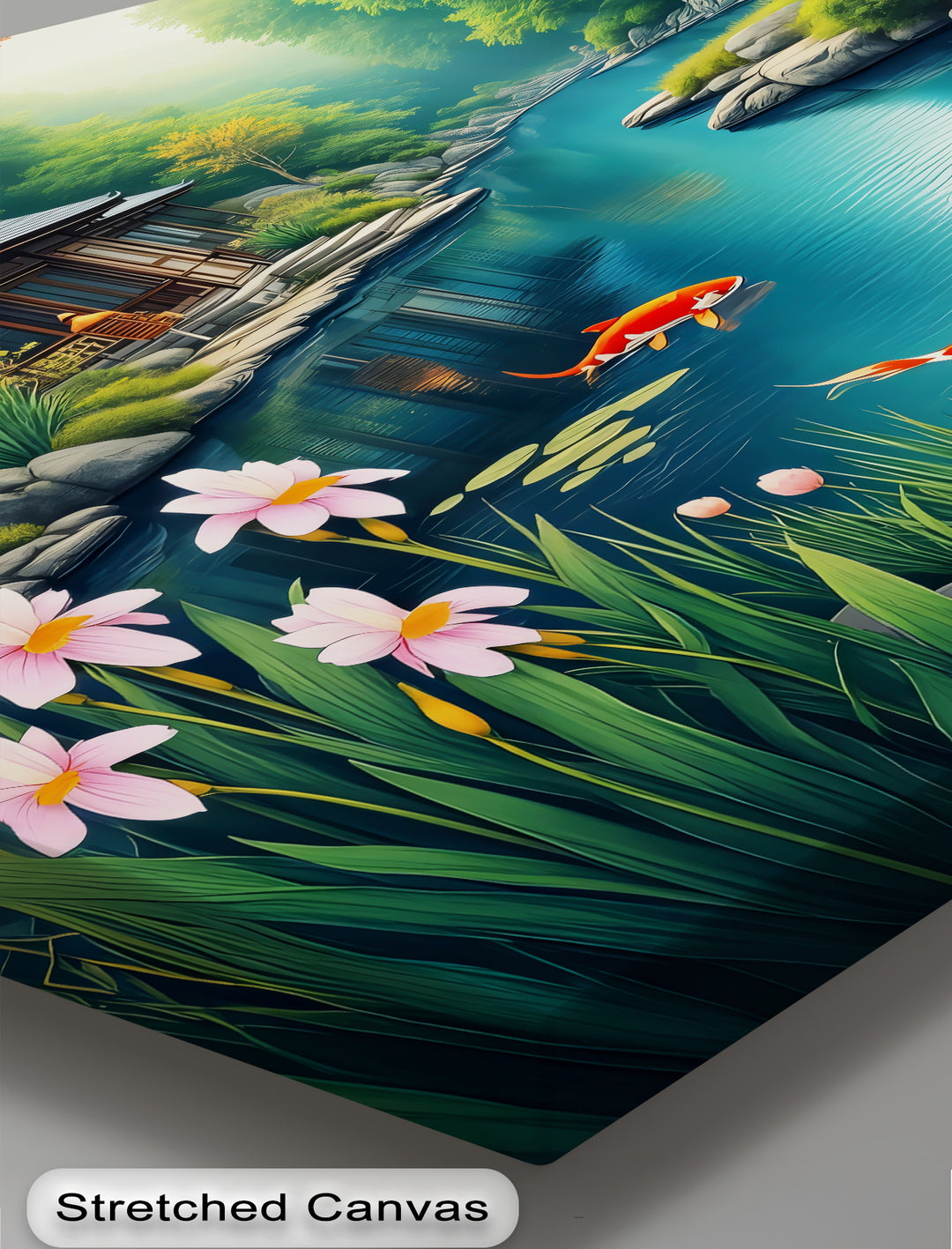Zen Koi Pond by Japanese House – Canvas Wall Art | Framed Art