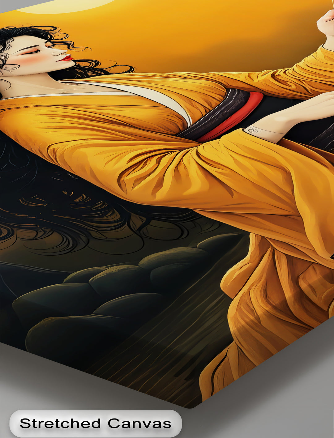 Golden Harmony – Japanese Autumn Moon Geisha Canvas Wall Art | Canvas Art