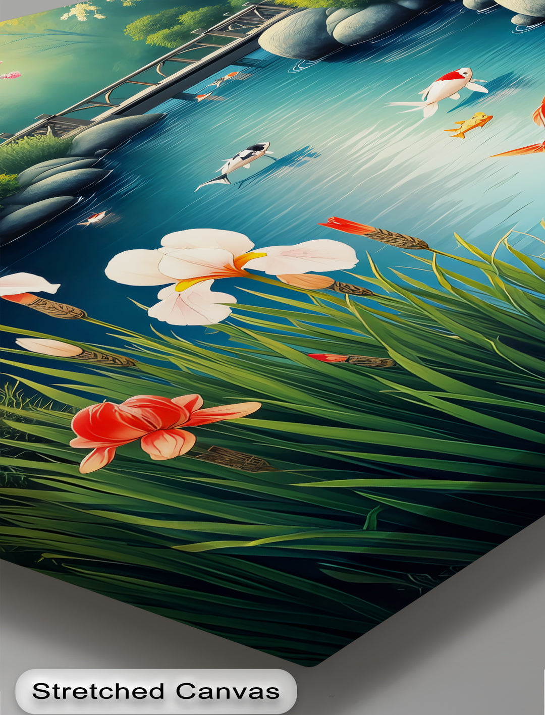 Serenity in Bloom – Japanese Koi Pond Canvas Wall Art | Canvas Prints