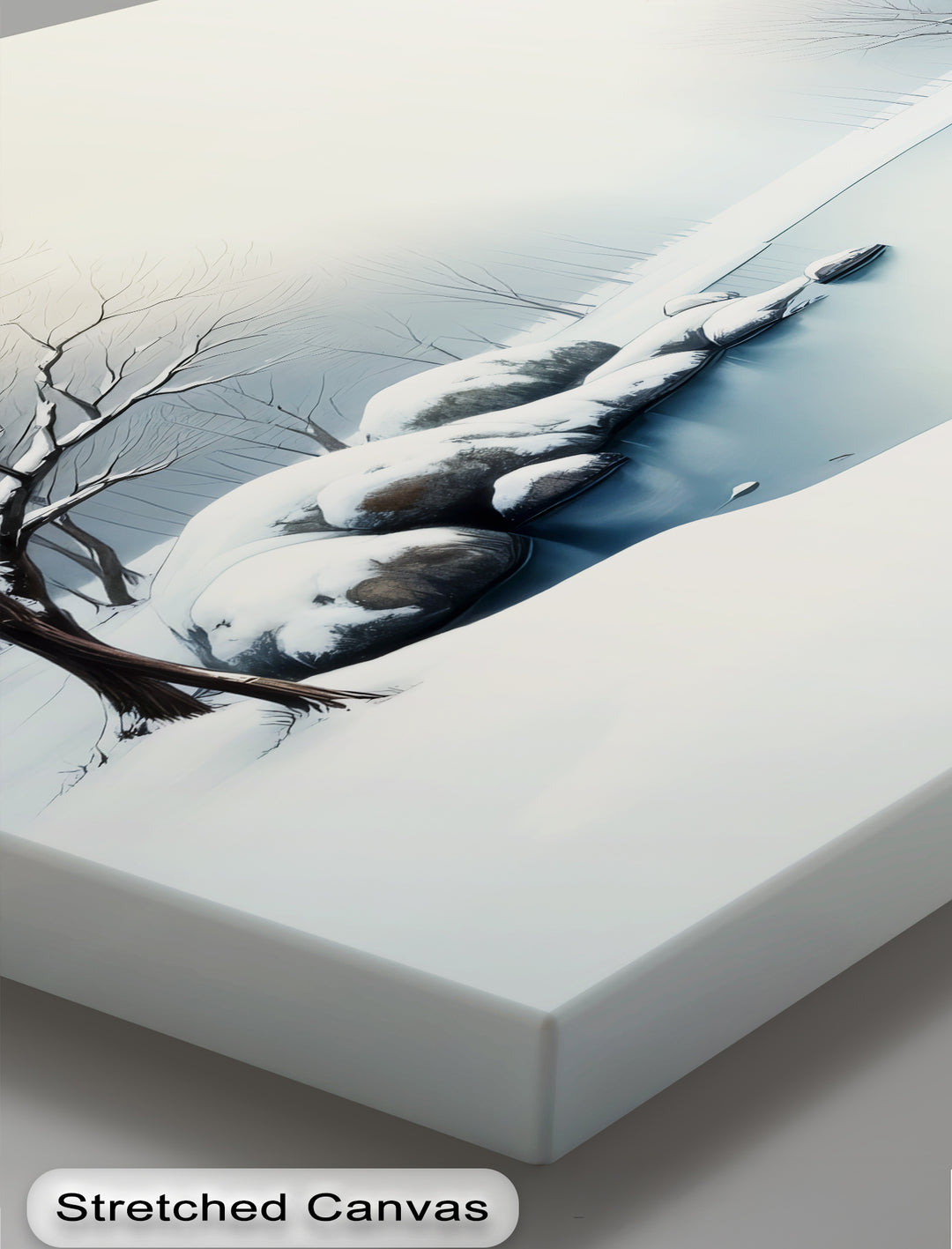 Silent Winter Lake – Snowy Landscape Canvas Wall Art | Large Canvas