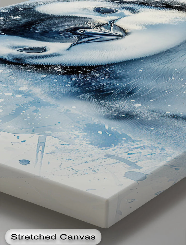 Baby Penguin Splash – Watercolor Arctic Animal Canvas Print - MyPhotoStation