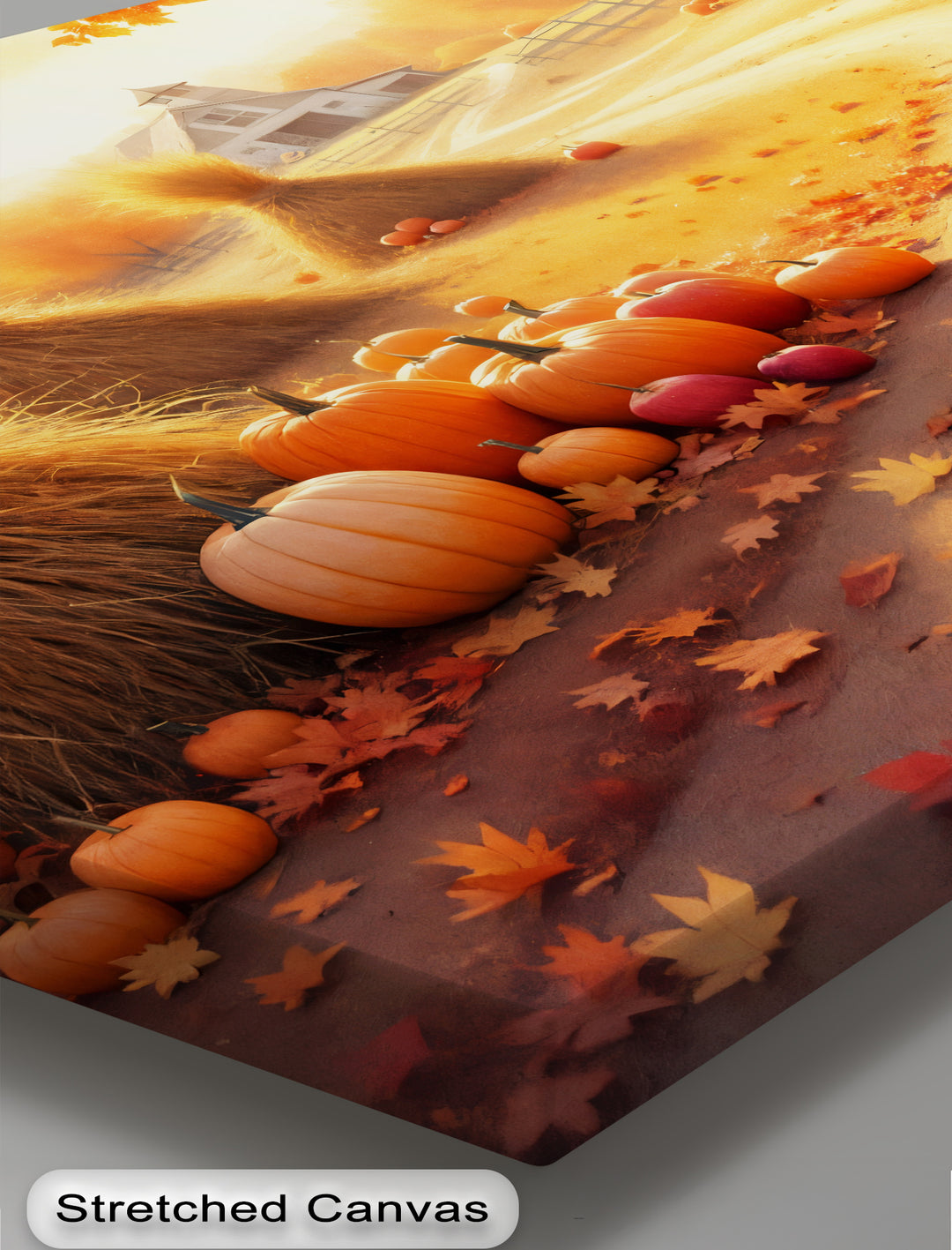 Autumn Pathway – Farmhouse Pumpkin Fall Canvas Wall Art | Framed Art