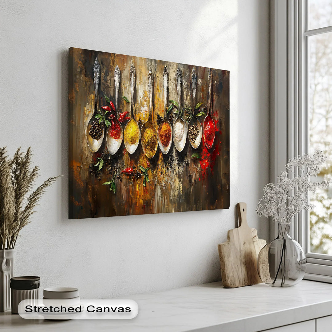 Spice Symphony – Colorful Spoons Kitchen Canvas Print - MyPhotoStation