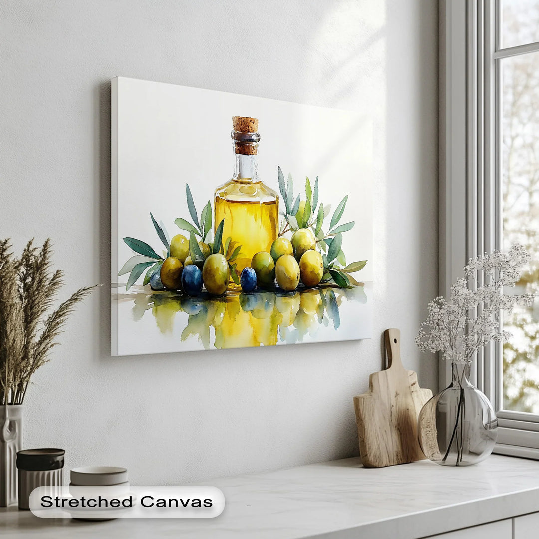 Golden Essence – Olive Oil and Olives Kitchen Canvas Prints - MyPhotoStation