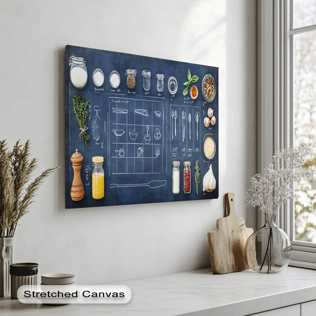 Kitchen Tools & Herbs Chalkboard - Kitchen Canvas Prints - MyPhotoStation