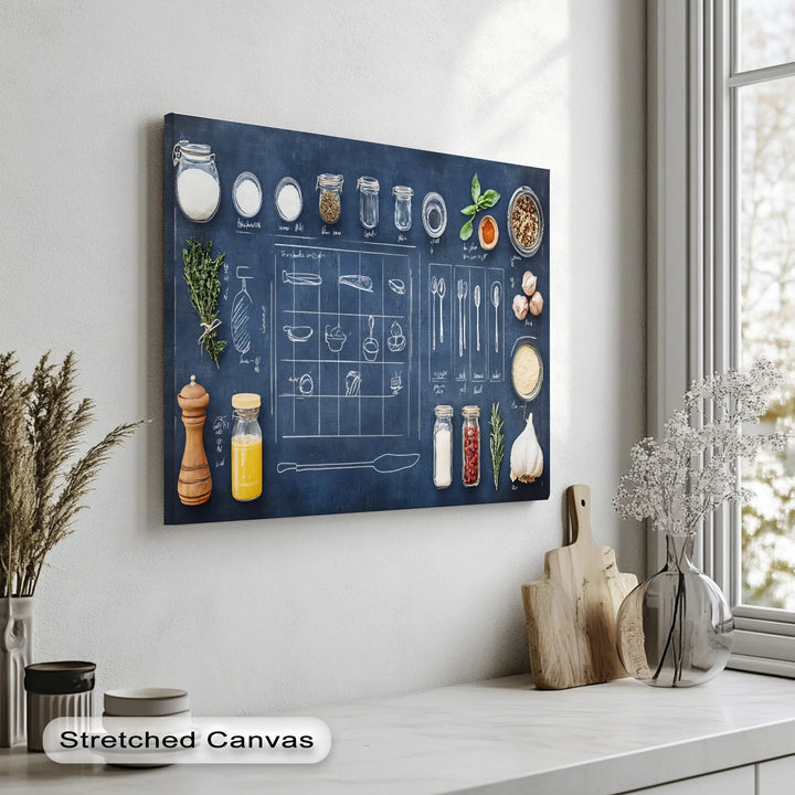 Kitchen Tools & Herbs Chalkboard - Kitchen Canvas Prints - MyPhotoStation