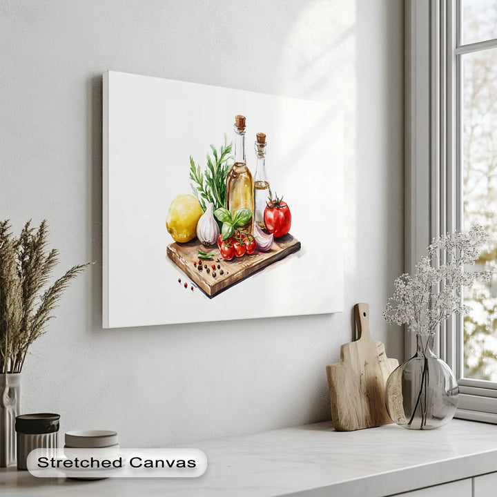 Fresh Mediterranean Ingredients – Rustic Kitchen Canvas Print - MyPhotoStation