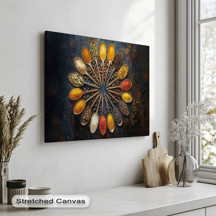 Spice Spoon Mandala – Vibrant Culinary Kitchen Canvas Prints - MyPhotoStation