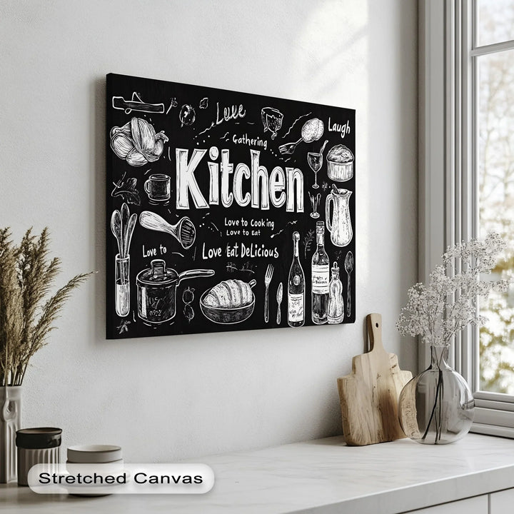 Gather in the Kitchen – Blackboard Style Kitchen Canvas Prints - MyPhotoStation
