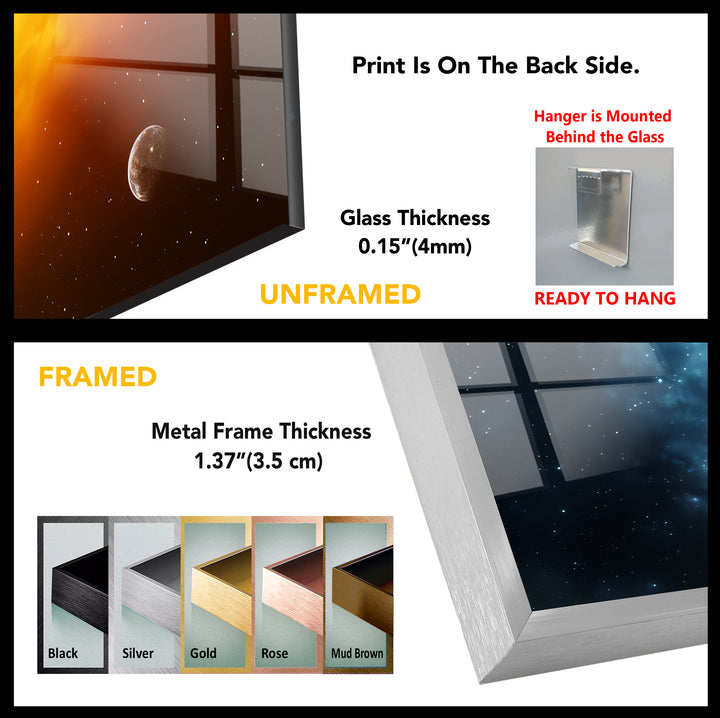 Yellow Sun & Moon Glass Wall Art