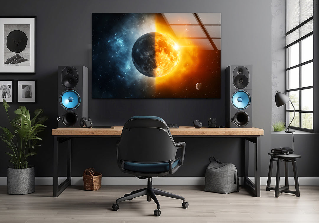 Space wall paints creating a dreamlike celestial ambiance with cosmic shades and textures

