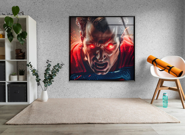 Superman Red Eye Glass Wall Art large glass photo prints, glass wall photos
