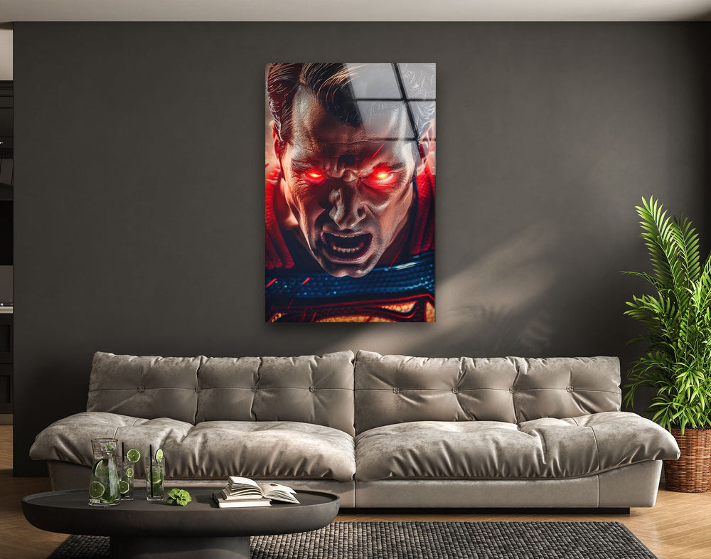 Superman Red Eye Glass Wall Art Glass Printing Wall Art, Print photos on glass

