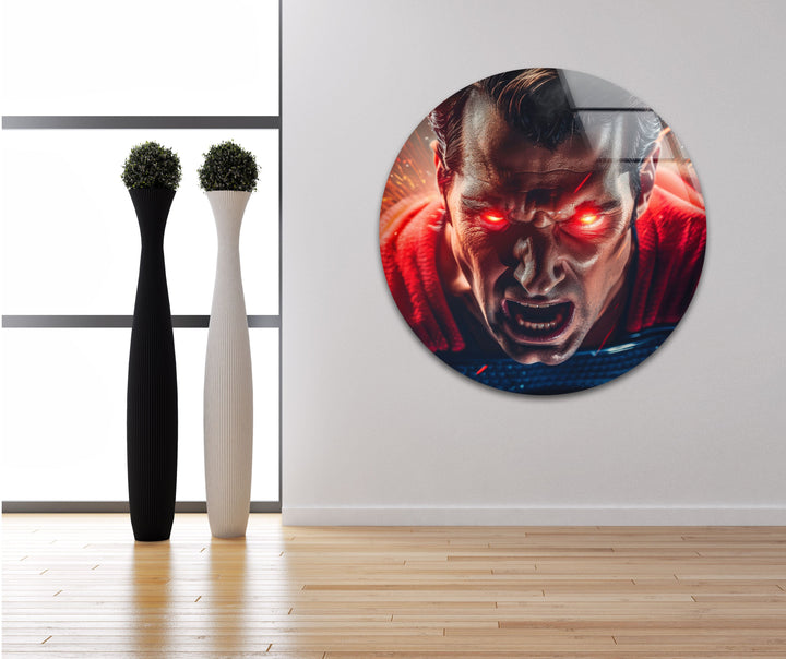 Superman Red Eye Glass Wall Art custom glass pictures, glass art prints
