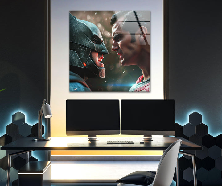 Superman vs Batman Glass Wall Art, Glass Printing Wall Art, Print photos on glass