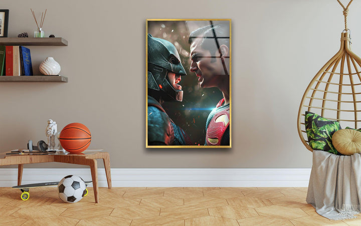Superman vs Batman Glass Wall Art, glass image printing, glass prints from photos