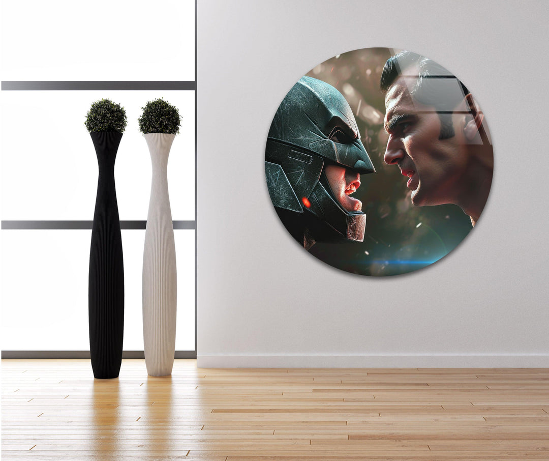 Superman vs Batman Glass Wall Art, glass pictures for Wall, glass prints wall art