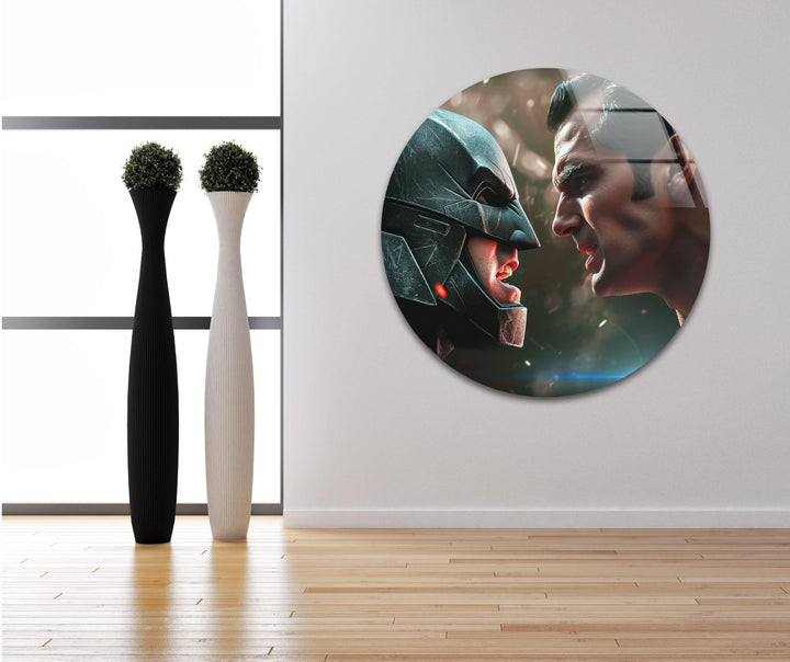 Superman vs Batman Glass Wall Art, glass pictures for Wall, glass prints wall art