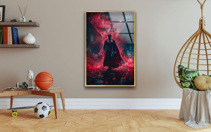 Superman Red Fog Glass Wall Art glass pictures for Wall, glass prints wall art
