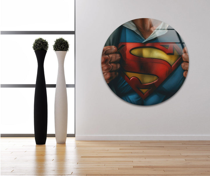Superman T-shirt Glass Wall Art, glass pictures for Wall, glass prints wall art
