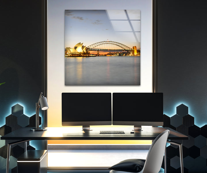 Glaswandkunst am Hafen von Sydney – Berühmtes australisches Wahrzeichen mit Opernhaus und Harbour Bridge