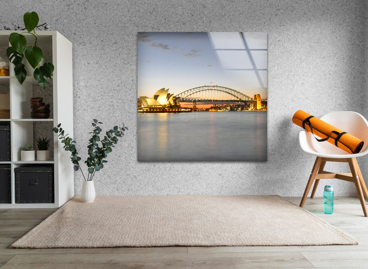 Glaswandkunst am Hafen von Sydney – Berühmtes australisches Wahrzeichen mit Opernhaus und Harbour Bridge
