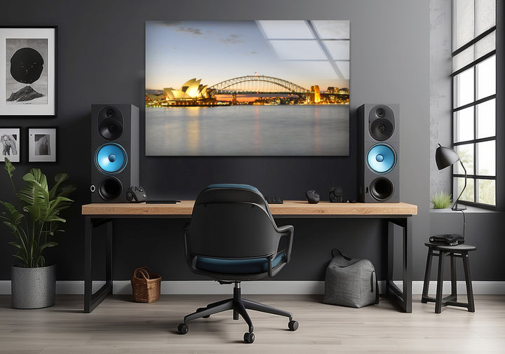 Glaswandkunst am Hafen von Sydney – Berühmtes australisches Wahrzeichen mit Opernhaus und Harbour Bridge