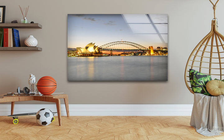 Glaswandkunst am Hafen von Sydney – Berühmtes australisches Wahrzeichen mit Opernhaus und Harbour Bridge