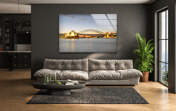 Glaswandkunst am Hafen von Sydney – Berühmtes australisches Wahrzeichen mit Opernhaus und Harbour Bridge