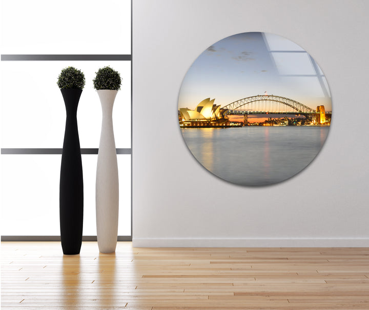 Glaswandkunst am Hafen von Sydney – Berühmtes australisches Wahrzeichen mit Opernhaus und Harbour Bridge