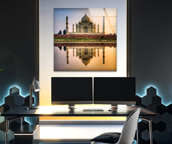 Taj Mahal Glaswandkunst – Majestätische Spiegelung von Indiens Wahrzeichen
