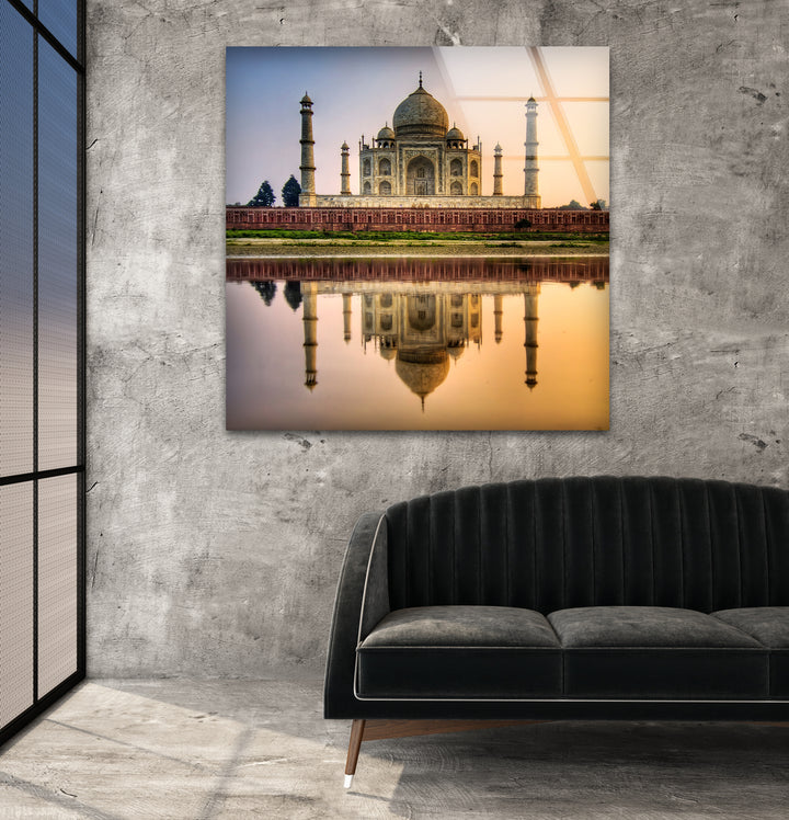 Taj Mahal Glaswandkunst – Majestätische Spiegelung von Indiens Wahrzeichen