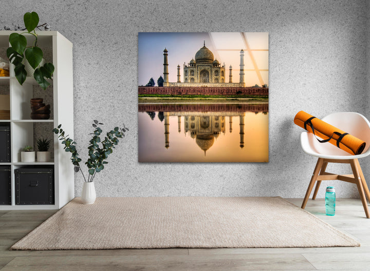 Taj Mahal Glaswandkunst – Majestätische Spiegelung von Indiens Wahrzeichen