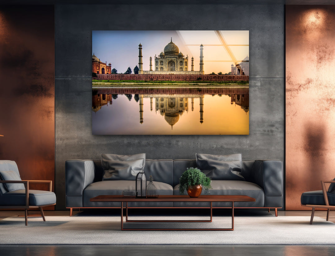Taj Mahal Glaswandkunst – Majestätische Spiegelung von Indiens Wahrzeichen
