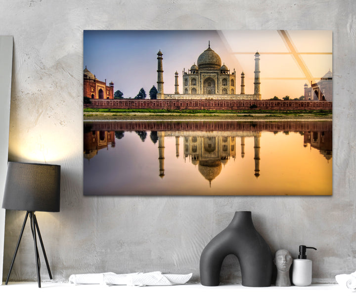 Taj Mahal Glaswandkunst – Majestätische Spiegelung von Indiens Wahrzeichen