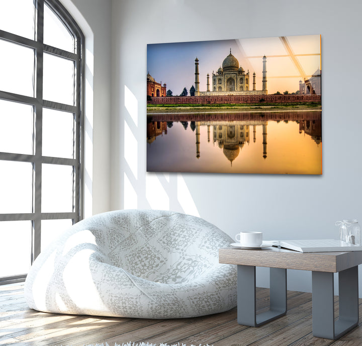 Taj Mahal Glaswandkunst – Majestätische Spiegelung von Indiens Wahrzeichen