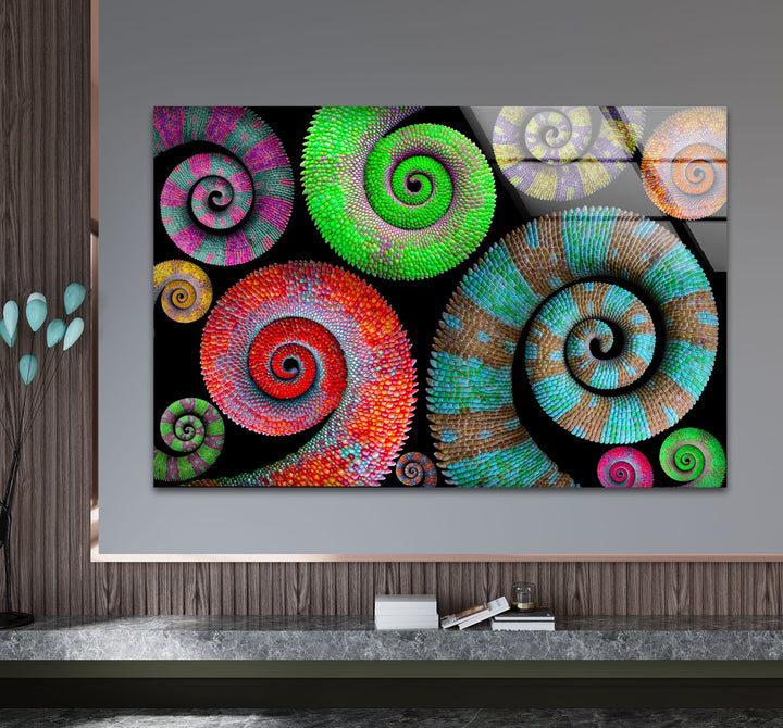 Colorful Spiral Pattern Wall Art – Vibrant Abstract Glass Print Décor