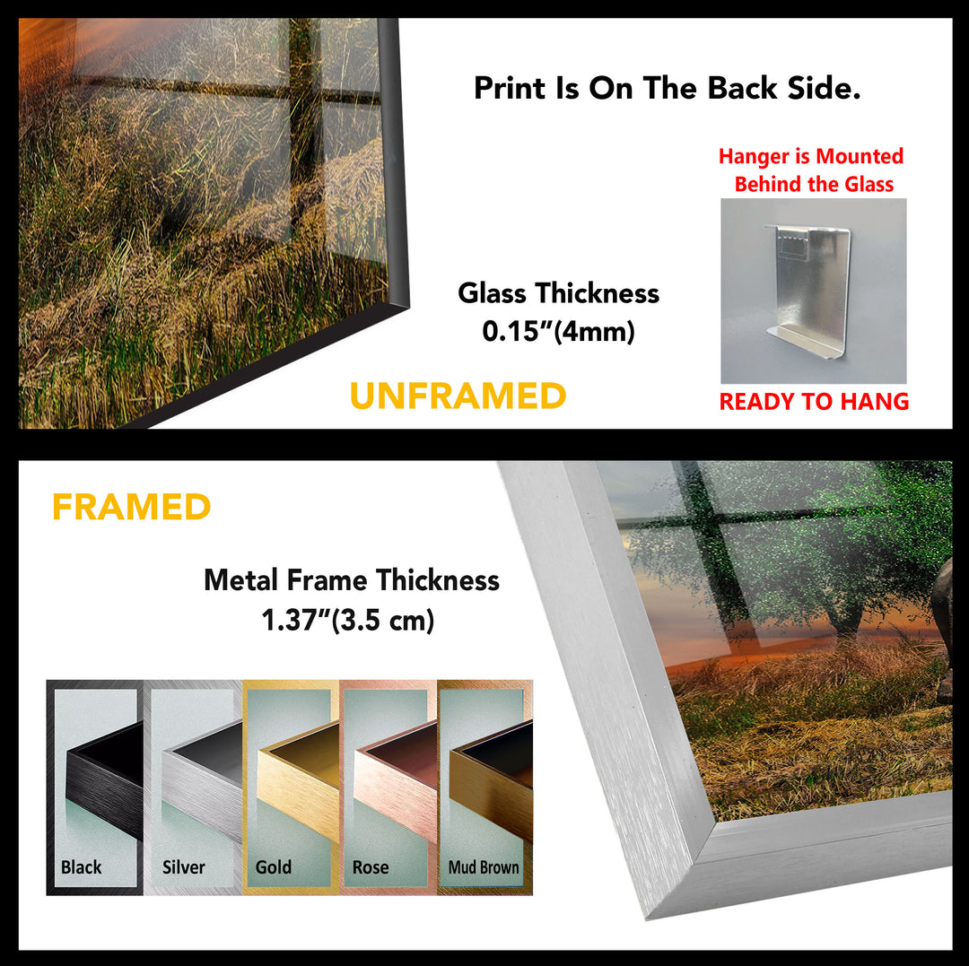 Elephant at Sunset Safari Wall Art – African Landscape Glass Print