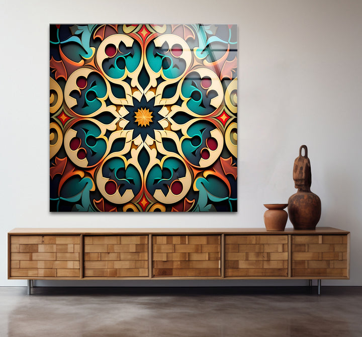Filigrane Mandala-Wandkunst aus Glas – Luxuriöses geometrisches Design